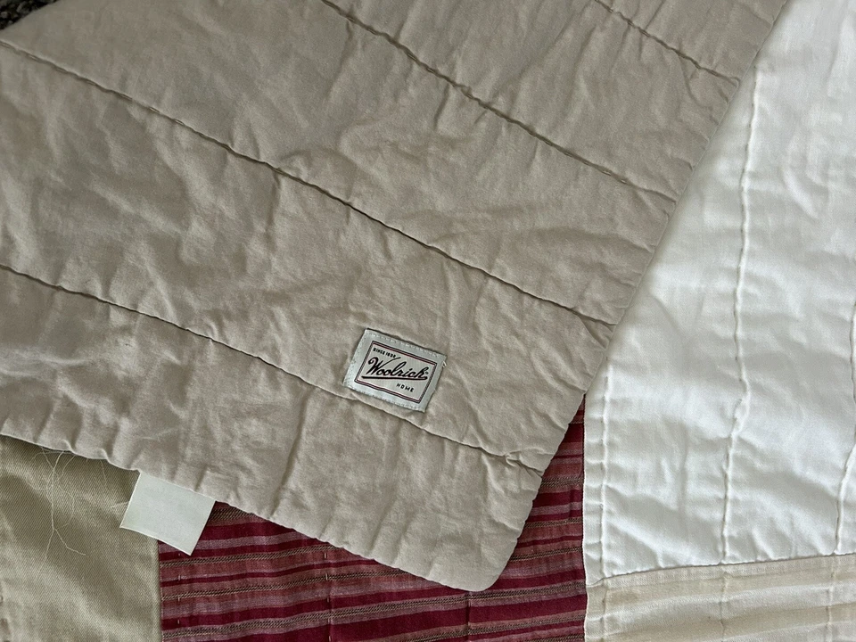 Woolwrich Twin Quilted  Patchwork Comforter Red Beige 86 x 61” - Image 3 of 4