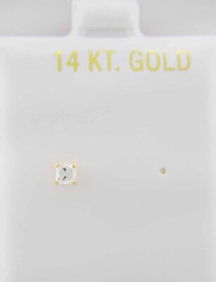 LAB-CREATED 0,40 kt WEISSER SAPHIR einzelner OHRSTECKER 14 K GOLD - neu mit Etikett