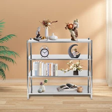 4 Tier Silver Adjustable Shelf Storage, Stainless Steel Heavy Duty Shelving NEW