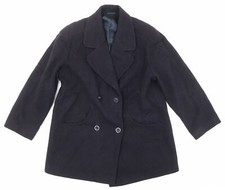 Anthony Shaw Womens Blue Pea Coat Size 14 Button