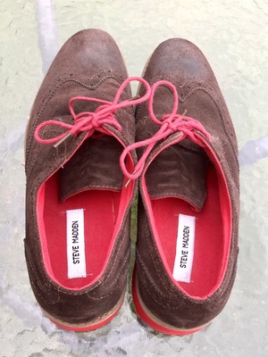 Steve Madden Men\'s Suede Brown Linkk Wing Tip Red Sole Oxford Shoes 12 Steve Madden Brown Suede Wingtip Oxford Kikstart Mens Dress  main image 2