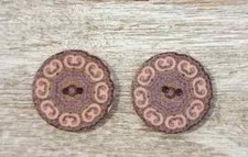 flowers wood boho sewing buttons 2 holes  1 inch brown (set #200011)