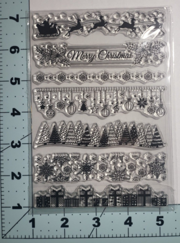 christmas ornaments tree border clear stamps card clay scrapbook FAST free ship - Picture 1 of 1