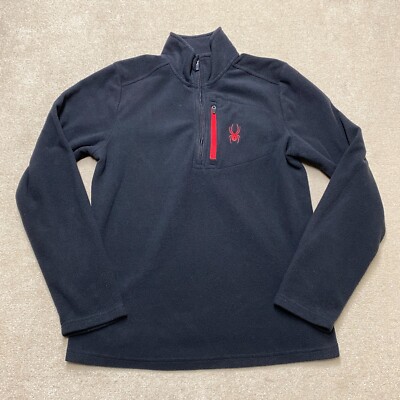 Spyder 1/4 Zip Fleece Pullover Medium Herren schwarz Midlayer Sweatshirt Logo