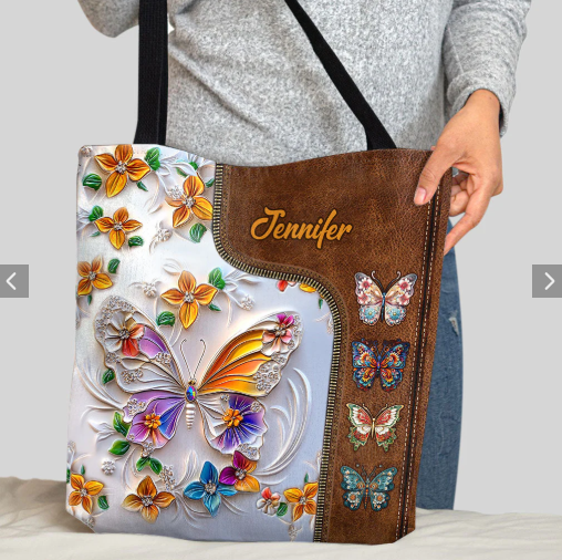 Personalized Butterfly Tote Bag, Stunning Butterfly Handbag