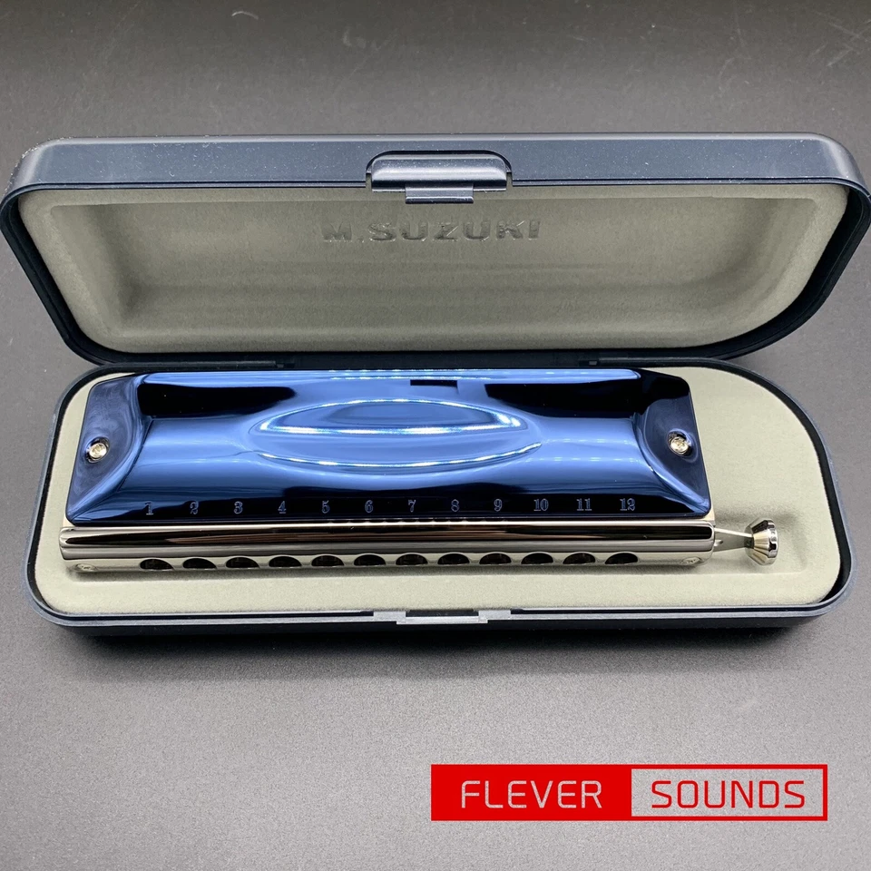 SUZUKI G-48 Chromatic Harmonica Gregoa Signature Metal Cover Dark Blue 3-Octave - Image 4 of 4