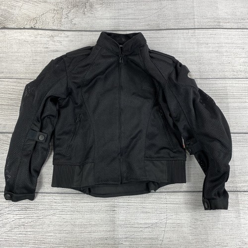 Chaqueta de moto perforada First Racing para hombre talla pequeña acolchada negra reflectante - Imagen 1 de 14