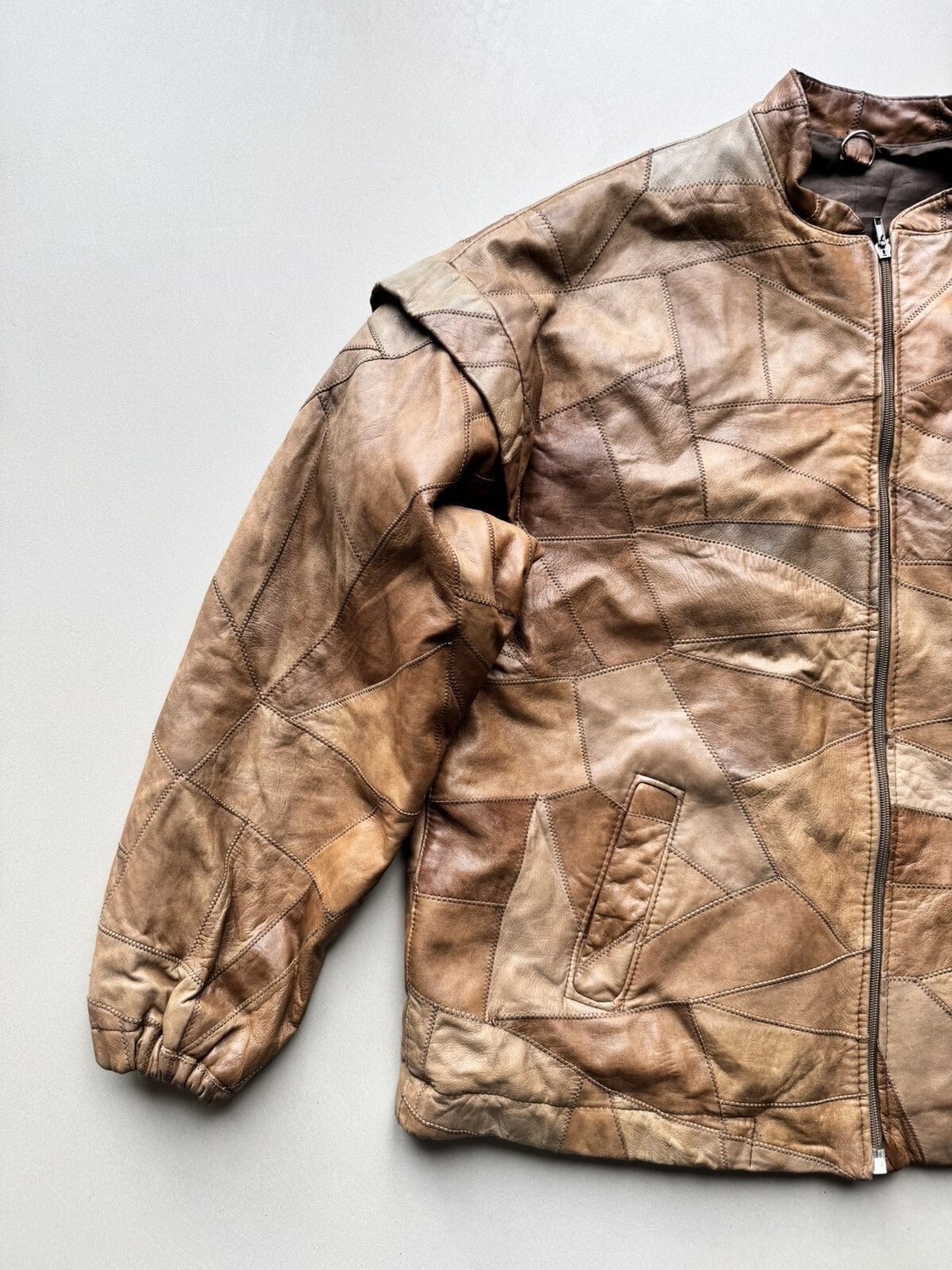 Vintage 90’s Patchwork Leather Jacket Margiela vi… - image 3