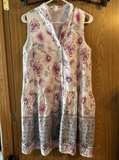 Women  s Sleeveless V-neck Button Up Dress Floral Print Multicolor Size Medium