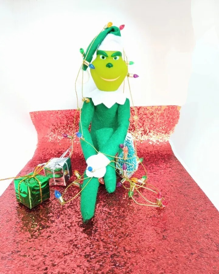 Claofoc Grinch Figur 18 Cm Claofoc Grinch Plüsch-Set – 2 Weihnachtselfen 18 Cm – Grinch Figur Als Kuscheltier Für Regal, Schreibtisch & Deko