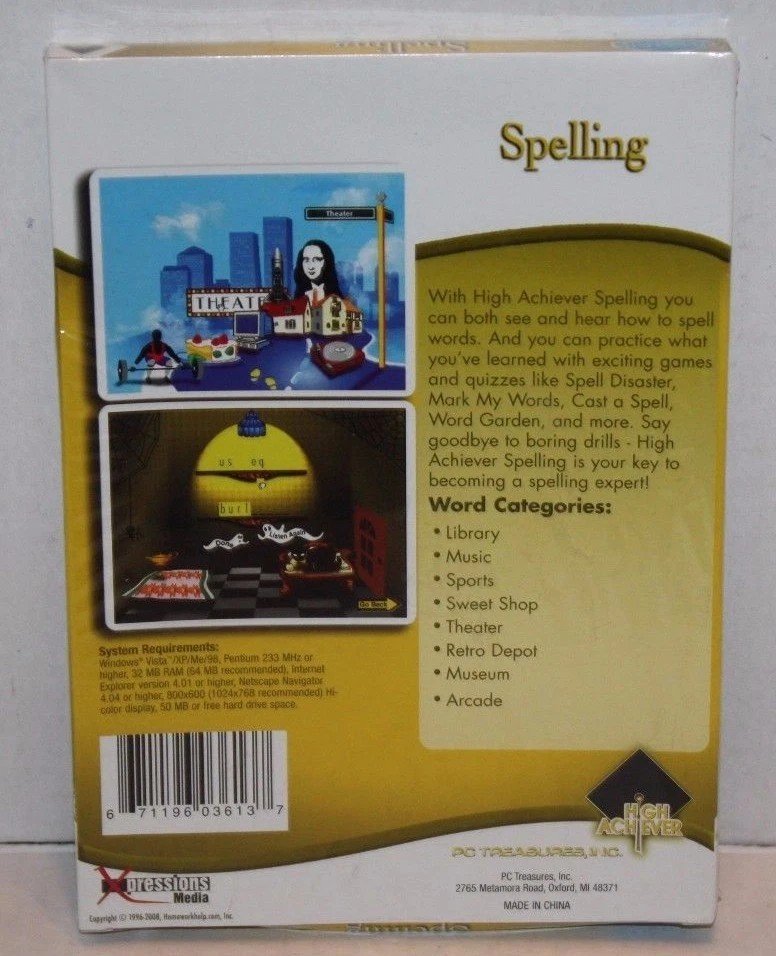 NEW Pc Treasures High Achiever Spelling Learning Series Grades 9-12 PC CD-Rom - Image 2 of 2