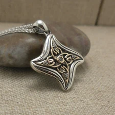 Sterling Silver and 10K CZ Celestial Star Cross 18" Chain by KEITH JACK Boxed