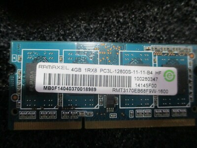 Ramaxel Model: RMT3170EB68F9W-1600 Memory. 4GB, PC3-1200S-11-11-B4 