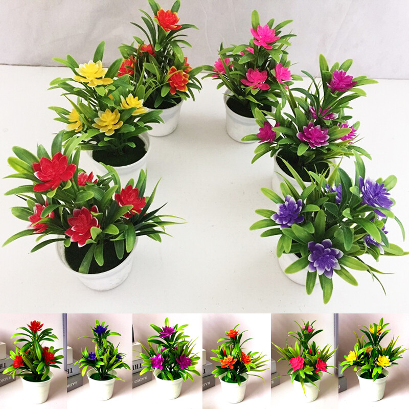 Mini Artificial Bonsai Plant in Pot for Room Party Garden Decor-image