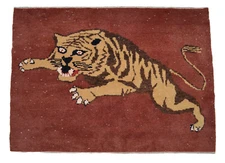 4x5 Rug HandMade Oushak rug NEW Rug Turkish Rug Tiger Attack Pattern 3'9"x5'4"