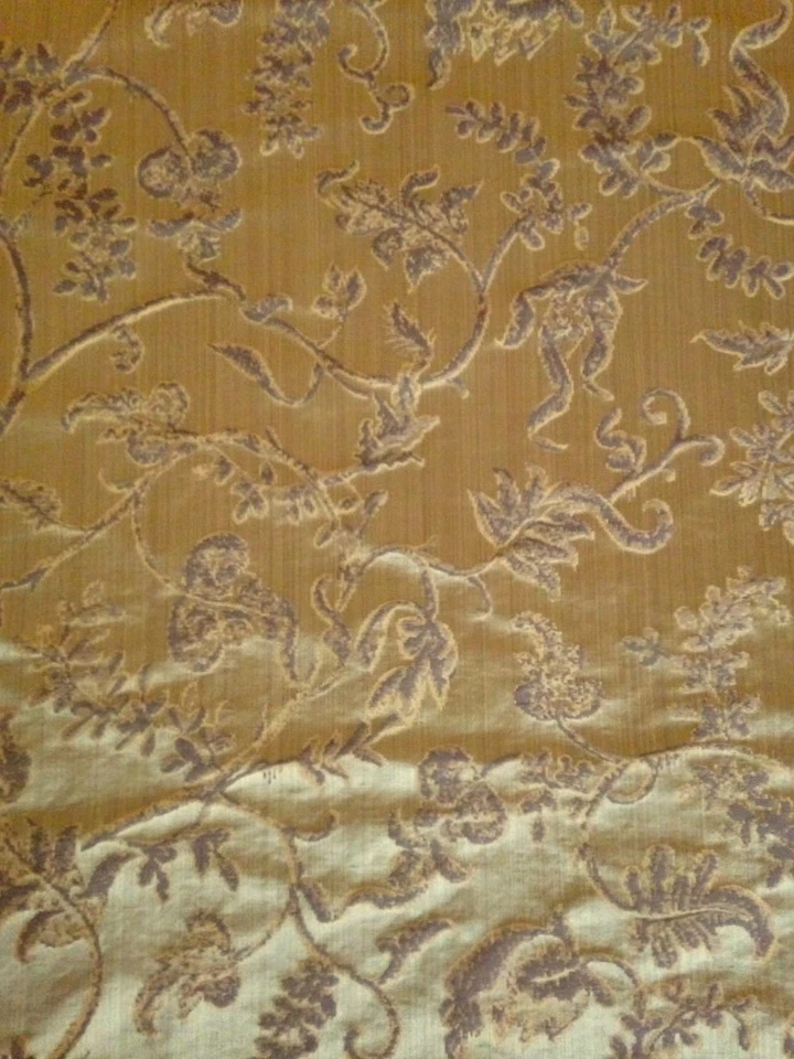 RUBELLA Bronzino Floral Gold Strie Floral Silk Warp 2+ yards New - Image 2 of 2
