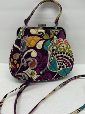 Vera Bradley Purple Mini Frame Purse Plum Crazy Latch Crossbody