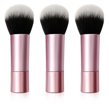 Mini Multitask Face Brush Set 3 Pack Travel Makeup Brushes for Mini, Pink