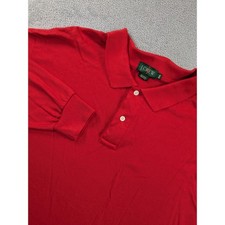 J. Crew Mens Oarsmen XXL Red Long Sleeve Pique Cotton Polo Shirt Made in USA