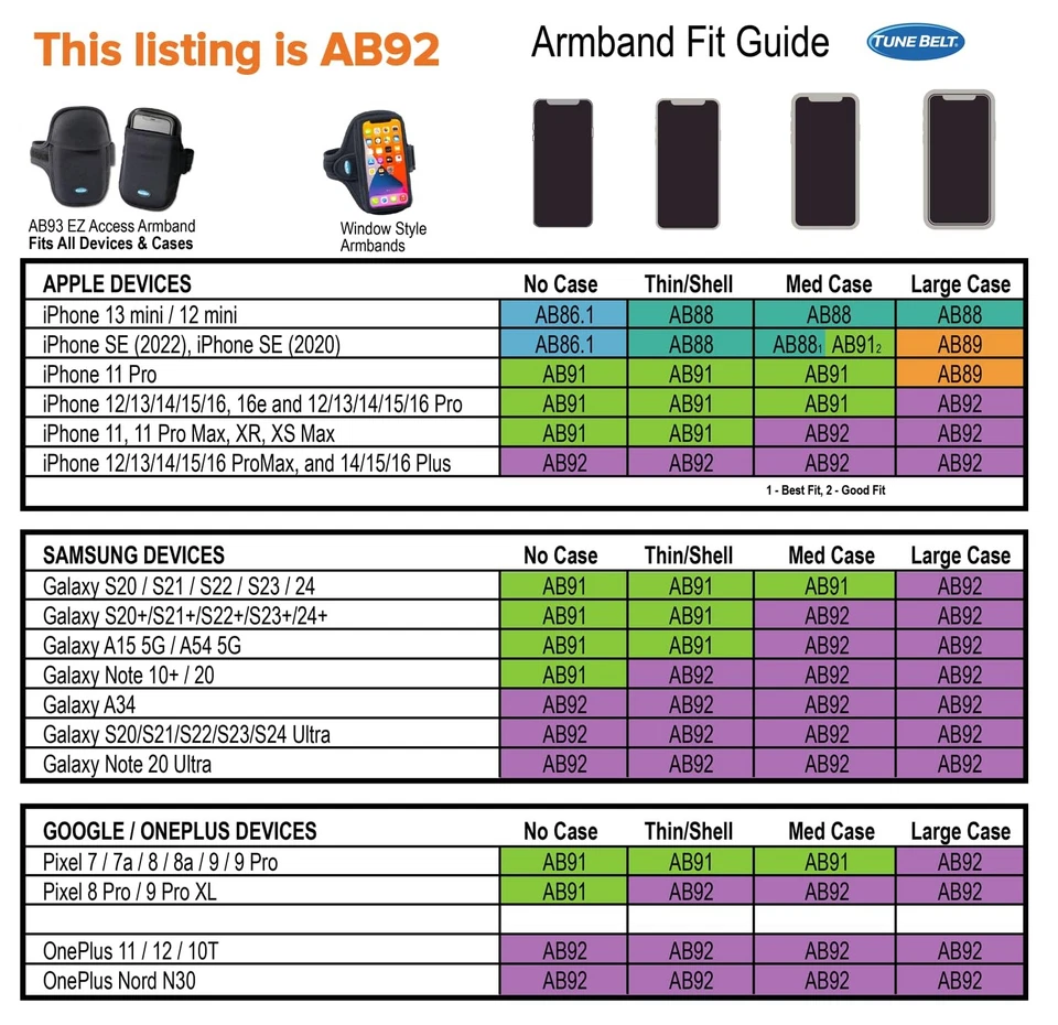 Brazalete de teléfono celular AB92 para correr - Se adapta a iPhone 16/15/14/13 Pro Max, Plus,... Foto 4 de 4