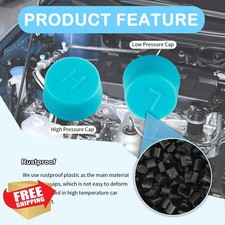 2pc Car AC Valve Caps R134A Dustproof with Gasket High Low