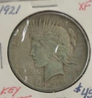 1921 US Peace Silver Dollar $1 High Relief Fine (Cleaned)