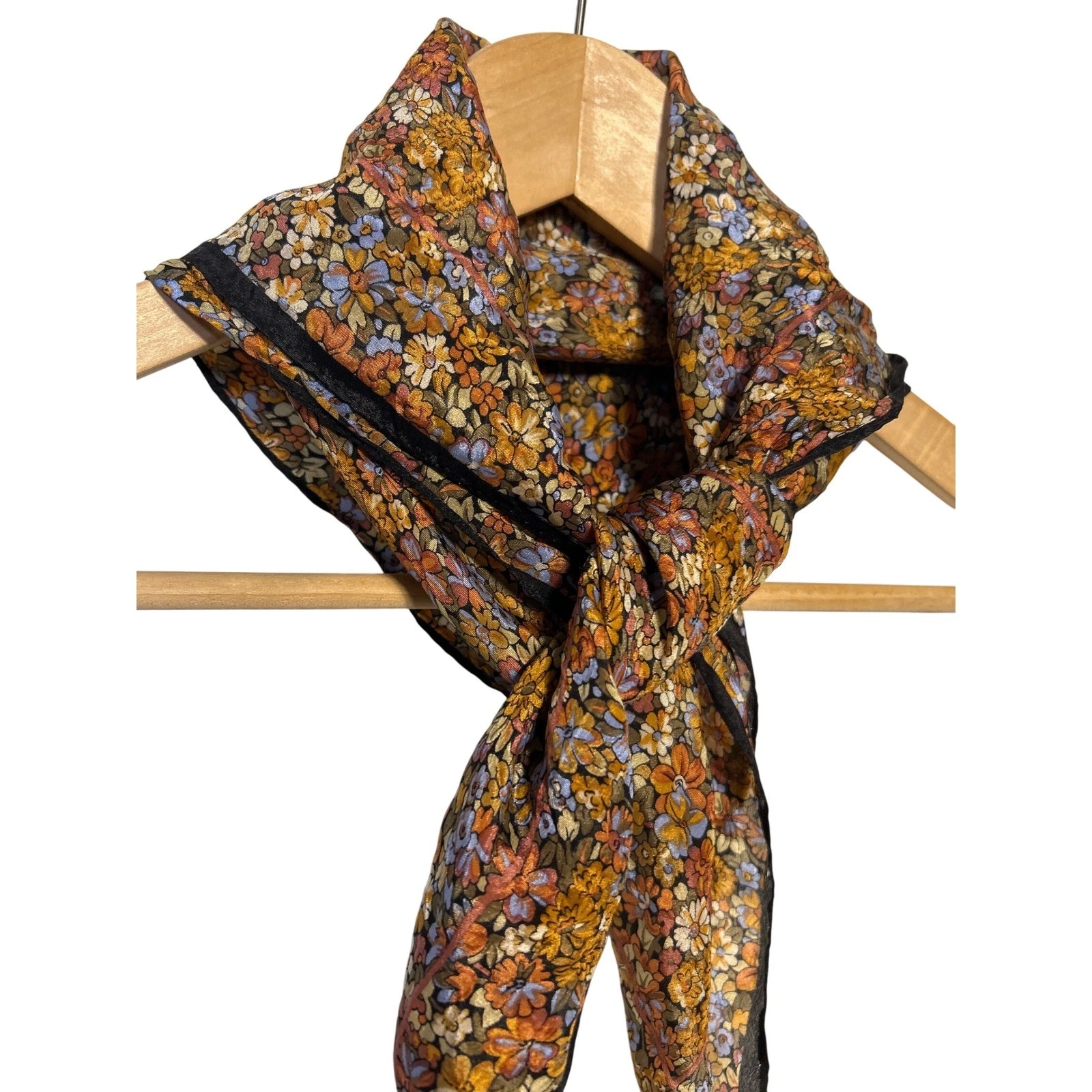 Vintage Floral Silk Scarf Bandana Square Black Border Accent Neck Head Wrap
Opens in a new window or