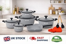 16PCS Granite Coated Nonstick Pots and Pans Set Kitchen Cookware Set with Lids