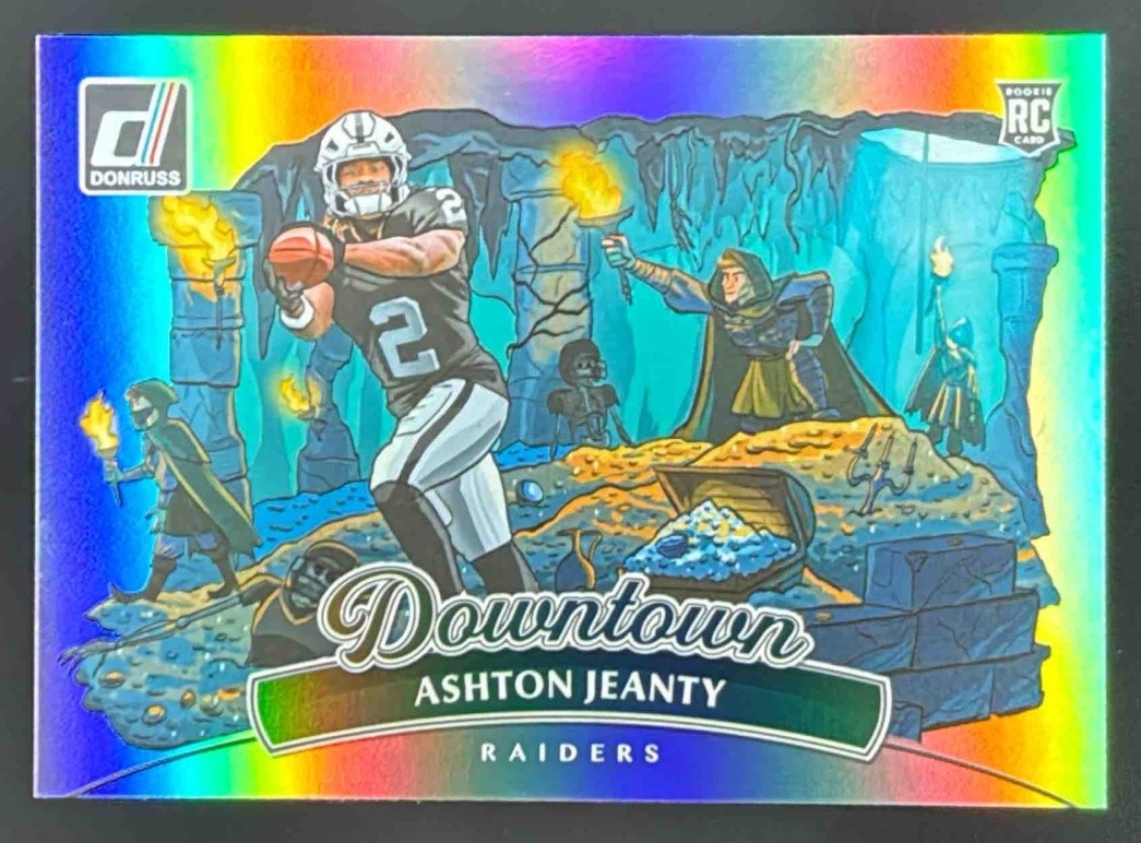 2025 Panini Donruss Ashton Jeanty Downtown! Horizontal SP #14 Las Vegas Raiders