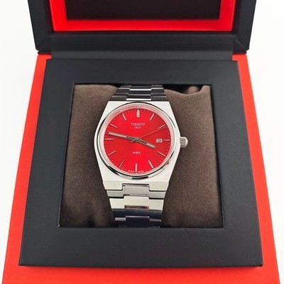 Tissot PRX 40mm Red Dial Watch Men's Calendar Quartz Watch T137.410.11.421.00