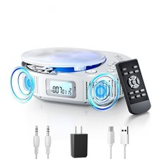 CD Player Portable, FELEMAN Upgraded Boombox  Bluetooth white