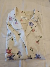 Alfred Dunner Beige Floral Blazer Button Front Long Sleeve Pockets 14