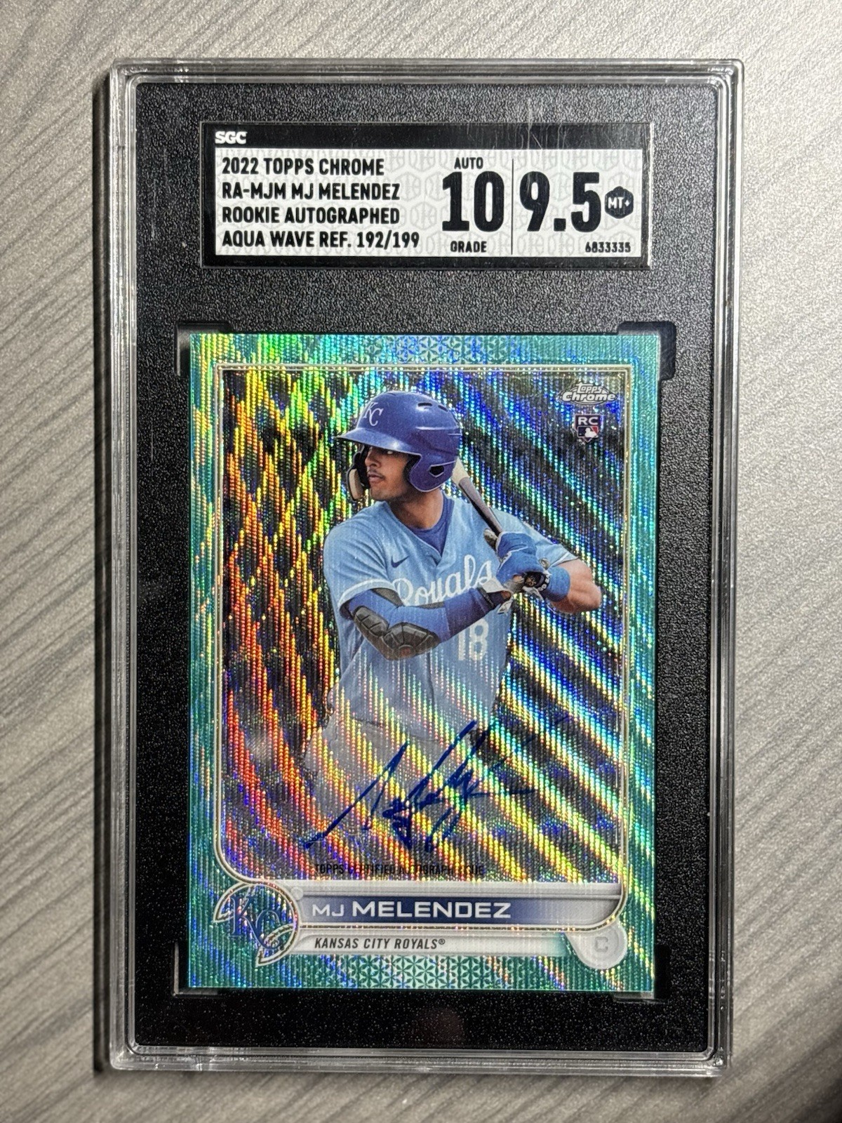 2022 Topps Chrome MJ Melendez Rookie Auto Aqua Wave Refractor #/199 SGC 9.5/10