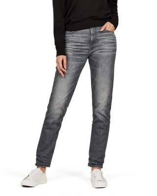 G-Star Damen Jeans 3301 High Straight 90's Wmn dk aged destroy Grau W26 L32