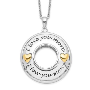 Authentic Sterling Silver Gold-plated Antiqued CZ I Love You More 18in. Necklace Womens