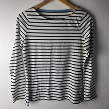 Boden Damengröße 10 weiß schwarz bretonisch gestreift 100 % Baumwolle Top lässig entspannt