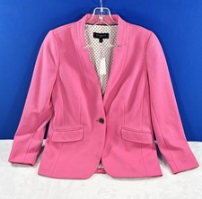 Talbots Blazer Pink Collarless Notched Single Button Long Sleeve Size 4P NWT