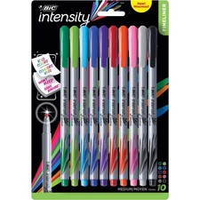 BIC Intensity Fineliner Marker Pens, Medium Point 0.7mm , Assorted Colors, Smoo