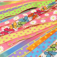 Lots of Pink Green Blue Satin Ribbons, Variety Ribbon Lot - Polka Dots