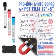 Magnetic Dry Erase White Board Sheet for Fridge 12x8 in, with Stain Resistant...