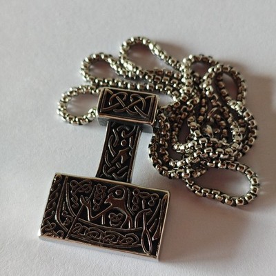 Anhänger mit Kette Wikinger Mjölnir Thors Hammer Edelstahl 316L Schmuck Groß