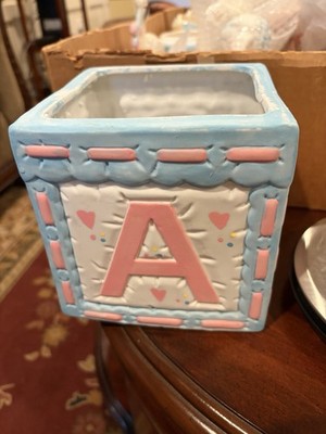 Vintage Baby A B C D Block Planter