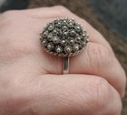 Vtg 1940's Mexico TCC Sterling Silver Cannetille Dome Ring Flower Design Adj. — photo 2