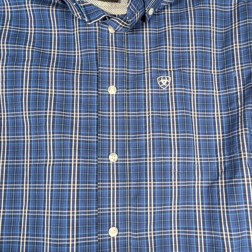 Ariat Pro Series Shirt Mens Small Blue Plaid Button Down Western Performance - Picture 2 of 6