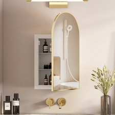 Recessed Medicine Cabinet Arch Mirror Medicine Cabinet Bathroom Mirror w/Storage