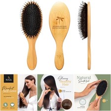 Boar Bristle Hair Brush - Detangler For Women Men Long Curly Hair 100 Natural