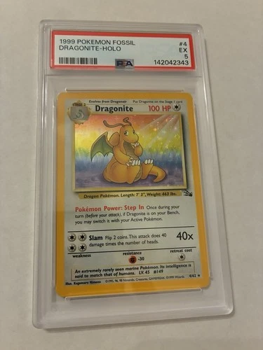 Pokémon TCG Dragonite Fossil 4/62 Holo Rare PSA 5 1999 English