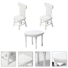 Dollhouse Decor Mini Desk Chair Set Wooden Playhouse Accessories