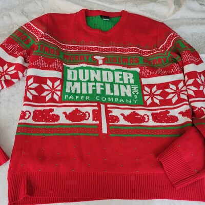 The Office Dunder Mifflin Mens Ugly Christmas Holiday Sweater Size X Large  XL
