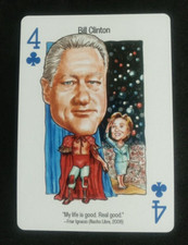 2008 Politicards Playing Card Red Back Bill Clinton 4 Clubs